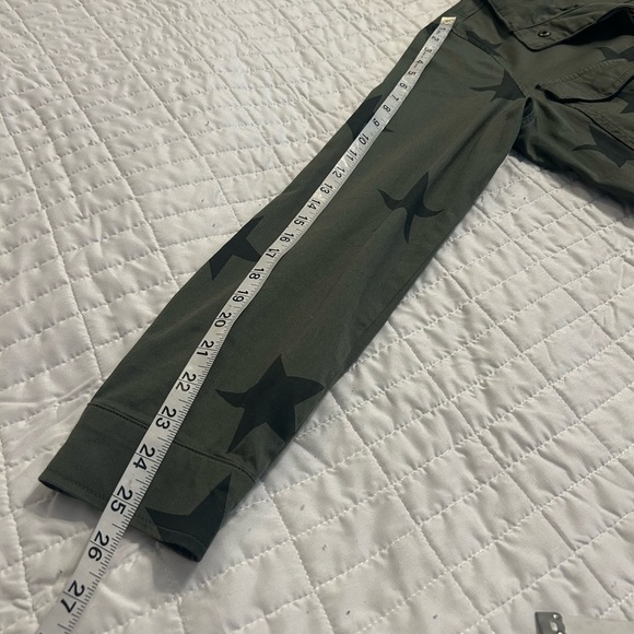 Knox Rose Olive Green Star Print Utility Jacket | Women’s M Military Inspired - Picture 10 of 10